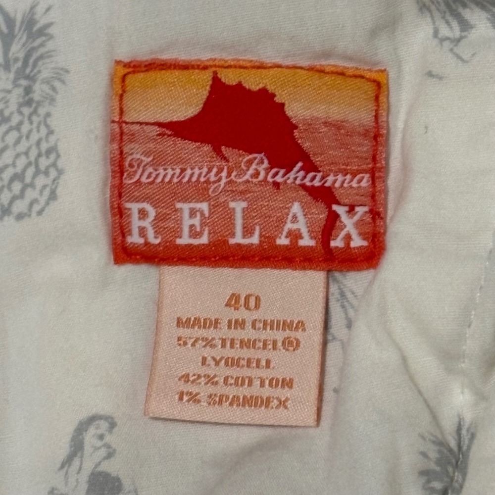 Tommy Bahama Relax Mens 40 Plaid Shorts White Tan Tencel Cotton Blend Stretch - Picture 4 of 5